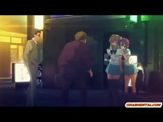 Cycate japońskie anime koedukacyjne tittyfucking i na twarz cumming
