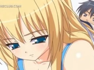 Zlaté anime blondýna mladý dáma jesť peter v veľký sixtynine