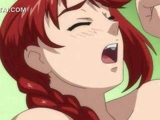 Naken rödhårig animen tonåring blåsning manhood i sextionio