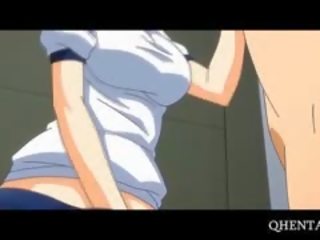 Sārts haired anime skola lelle ēdamais biedrs par knees