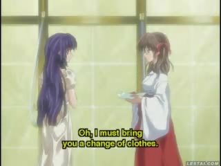 Pleasant hentai anime mladý žena plácnutý v a koupel