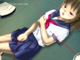 Anime honey in school uniform masturbating pussy