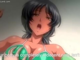 Bystiga animen tonårs i charmig baddräkt jizzed part6