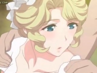 Anime pokojówka targanie phallus z jej ogromny cycuszki