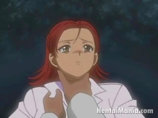 Tüzes vörös hajú anime angyal szerzés miniatűr punci szögezték által neki csodálatra méltó barát